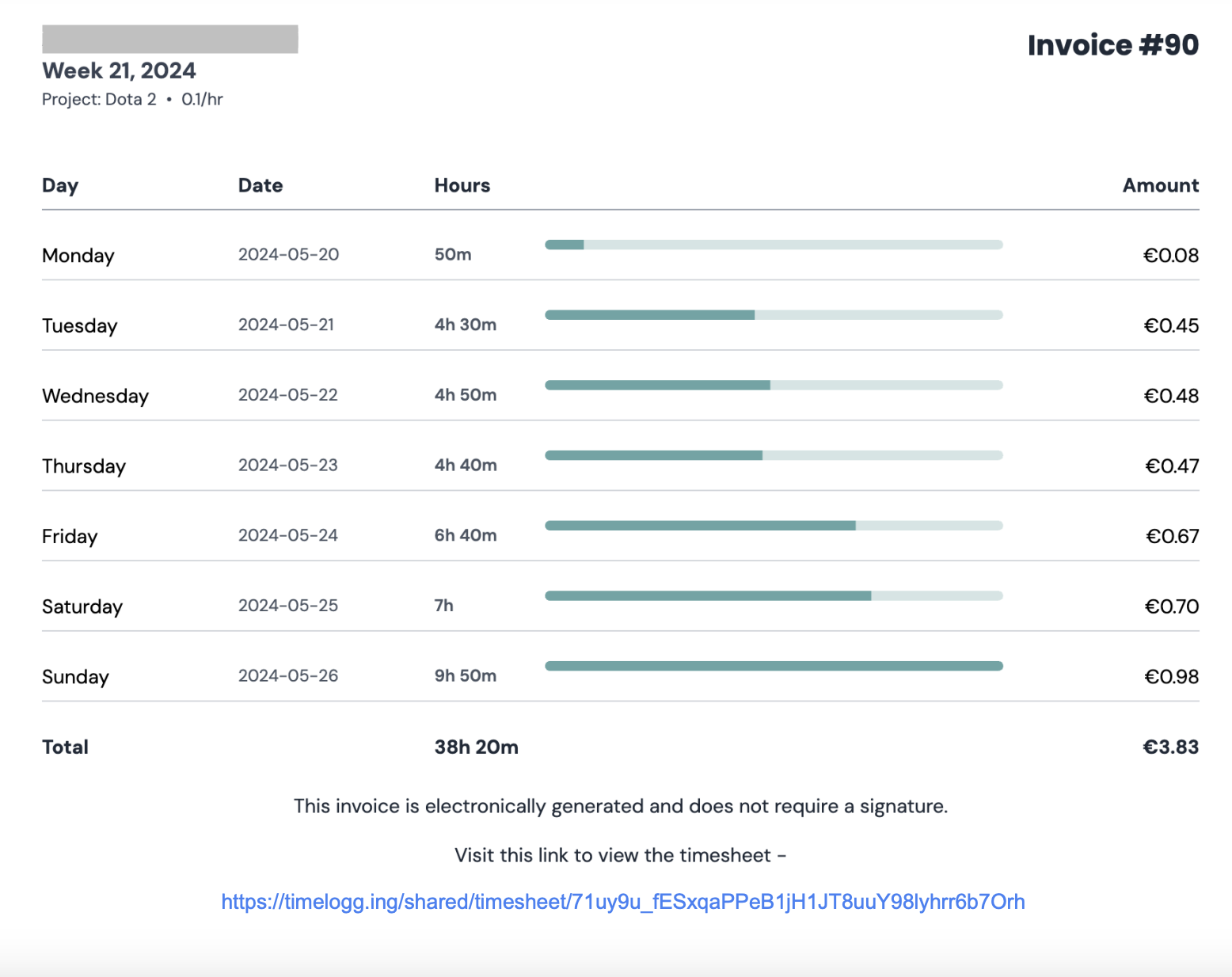 Sharable Timesheet and Invoice Download